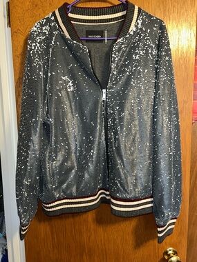 Dolce Cabo Women's matte Sequin Bomber Jacket sz medium